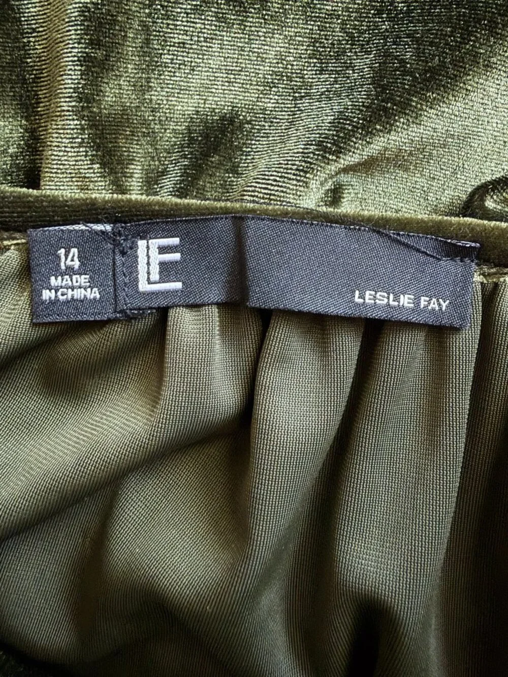NWT Leslie Fay Olive Green Velvet Tiered Maxi Dress Plus Size 14 - Picture 6 of 7